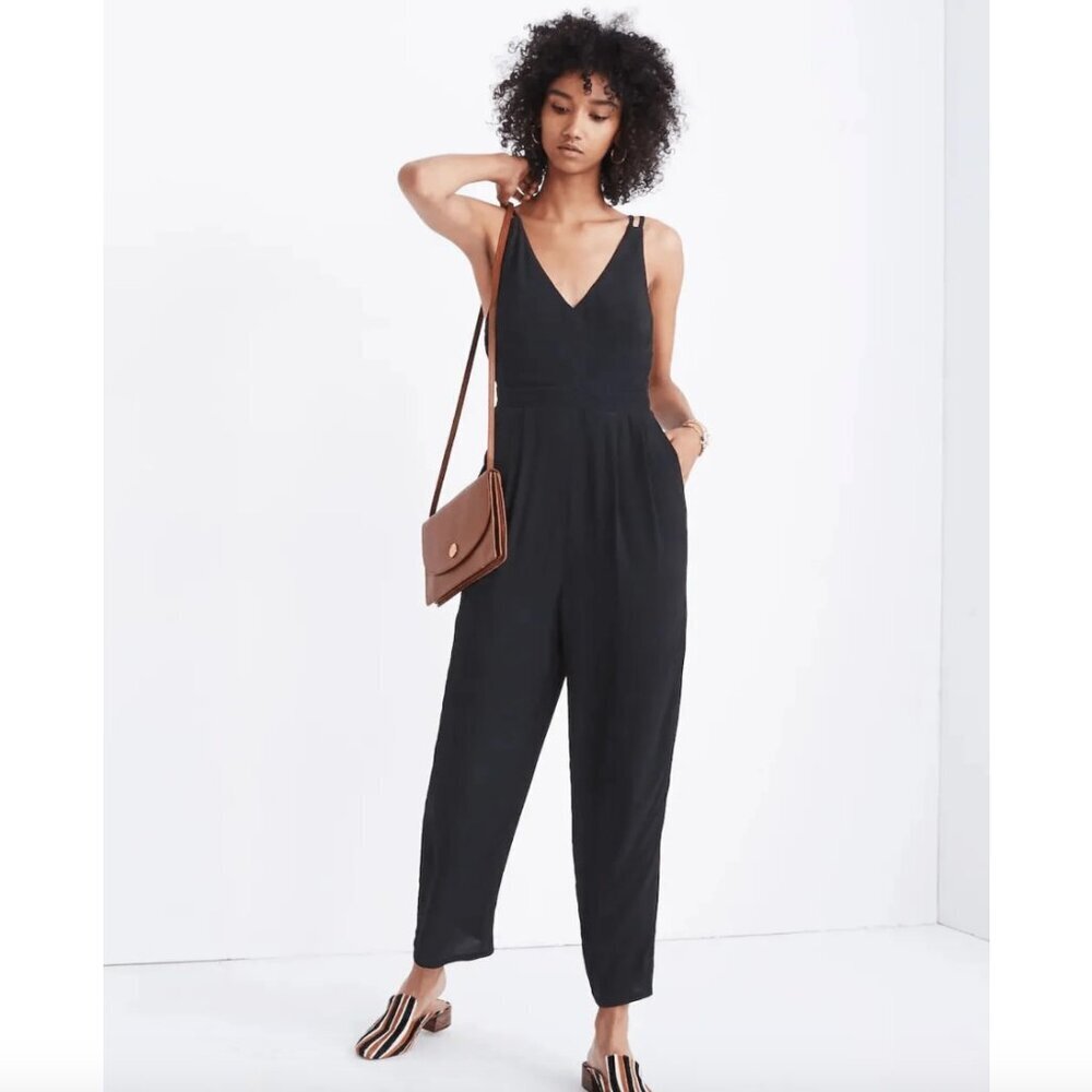 Madewell | Black V-Neck Sleeveless Full Length Jumpsuit Size 6 Women's